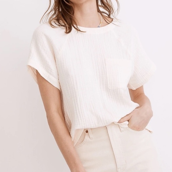 NWT Madewell Women’s Plus Lightspun Renwood Button Back Top NE910 Ivory 3X - Picture 4 of 7